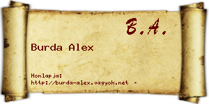 Burda Alex névjegykártya